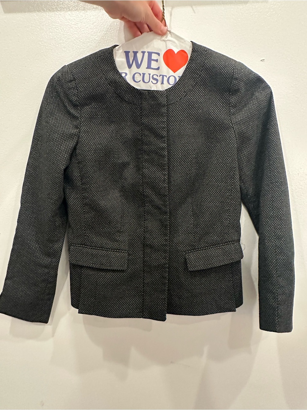 Ann Taylor Black Textured Collarless Blazer
